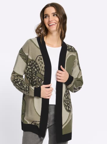 Sieh an! Strickjacke in khaki-schwarz-gemustert