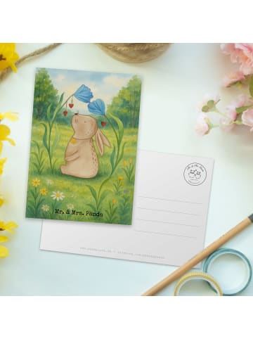 Mr. & Mrs. Panda Grußkarte Hase Blume Design ohne Spruch in Weiß