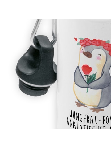 Mr. & Mrs. Panda Wasserflasche Jungfrau Astrologie mit Spruch in Weiß