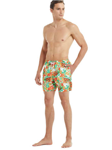 BLACKSPADE Fits perfect Badeshorts Summer Prints mit kurzem Bein in Orange Tropic Print