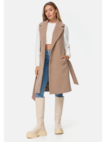 Threadbare Langweste THB Suhail belted formall Coat in Stone
