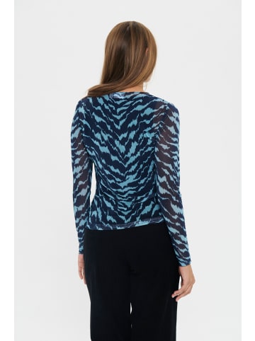 SAINT TROPEZ Langarm-Bluse ZulvirSZ Fitted in Pageant Blue Shifted Strokes