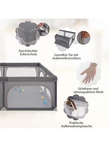 COSTWAY Laufgitter 0-3 Jahre in Grau