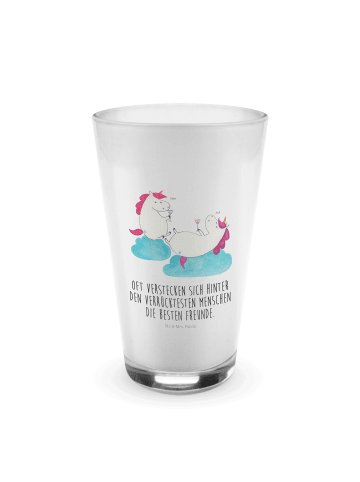 Mr. & Mrs. Panda Glas Einhorn Sekt mit Spruch in Transparent