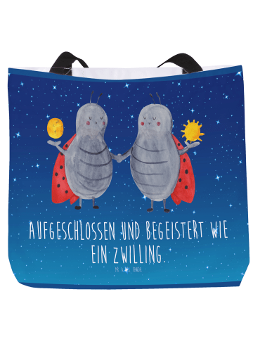 Mr. & Mrs. Panda Schultasche Sternzeichen Zwilling mit Spruch in Sternenhimmel Blau