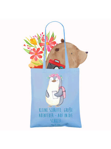 Mr. & Mrs. Panda Schultasche Schulanfang Abenteuer mit Spruch in Sky Blue