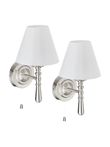 relaxdays 2 x Wandlampe in Silber/Weiß