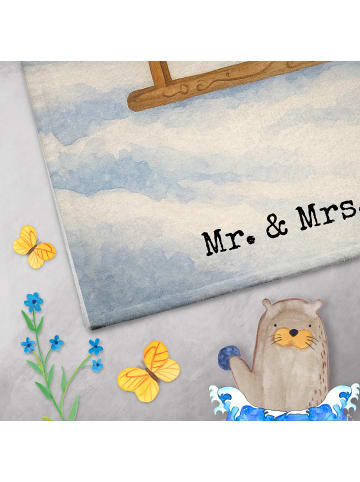 Mr. & Mrs. Panda Gästehandtücher Rotkehlchen Schlitten Design oh... in Weiß