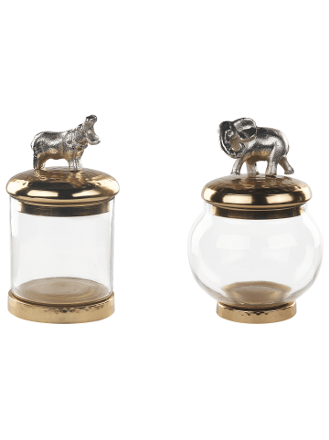 Beliani 2er-Set Bad-Kleinaufbewahrung LAKI in Gold/Silber/Transparent
