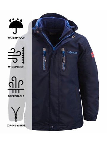 Trollkids 3in1 Jacke "Lofoten" in Marineblau / Französischblau