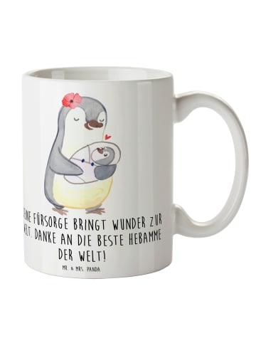 Mr. & Mrs. Panda Pott Beste Hebamme mit Spruch in Weiß