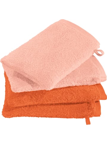 Erwin Müller Frottier Waschhandschuhe 4er-Pack Bühl in apricot/orange