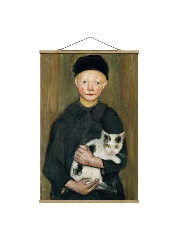 WALLART Stoffbild - P. Modersohn-Becker - Knabe m. Katze in Grau