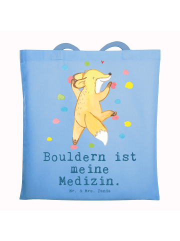 Mr. & Mrs. Panda Shopping Tasche Fuchs Bouldern mit Spruch in Sky Blue