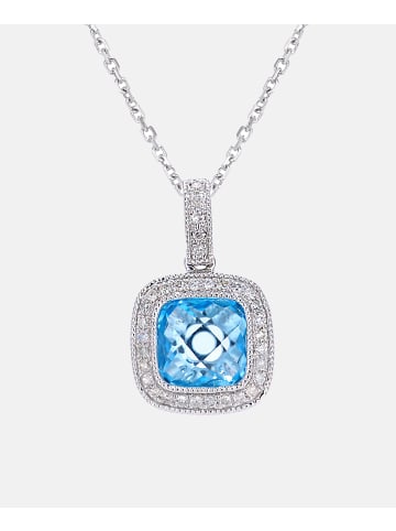 Diamant L'éternel Halskette mit Anhänger aus 375 Weißgold mit Diamant mit Topas