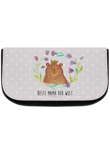 Mr. & Mrs. Panda Kulturbeutel Bär Königin mit Spruch in Grau Pastell