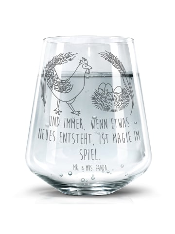 Mr. & Mrs. Panda Trinkglas Huhn Stolz mit Spruch in Transparent