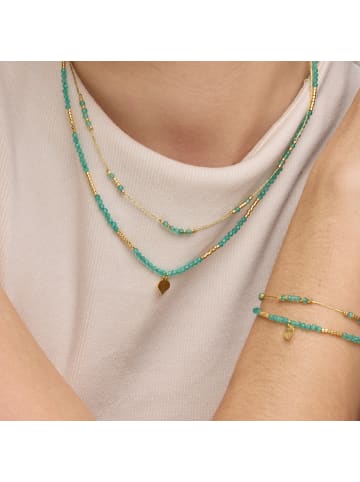 Luxenter Armband aus 925er Sterlingsilber und grünem Kristall mit 18K Gelbgold-Finish