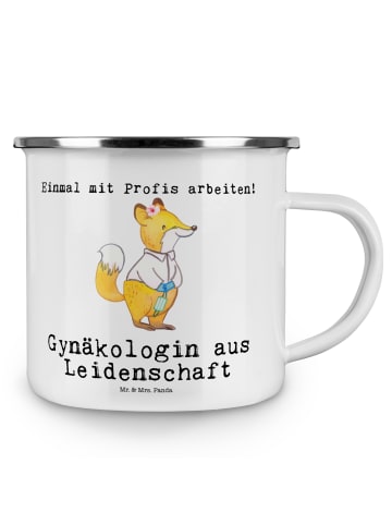 Mr. & Mrs. Panda Emaille Tasse Gynäkologin Leidenschaft mit Spruch in Weiß