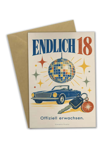 Glückwunschkarte 18. Geburtstag Diskokugel mode... in Weiß