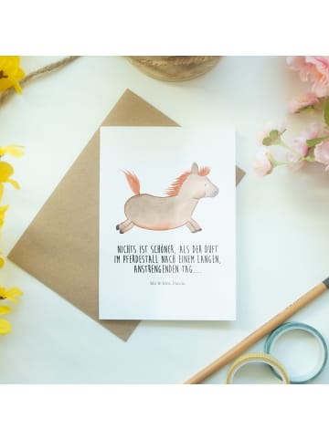 Mr. & Mrs. Panda Grußkarte Pferd Springen mit Spruch in Weiß