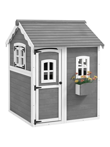 Outsunny Kinderspielhaus in Grau 110L x 104,5B x 137H cm