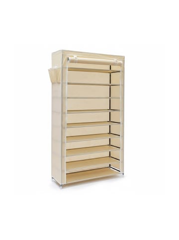 relaxdays 2x Stoff-Schuhschrank in Beige - (B)88 x (H)161 x (T)30 cm