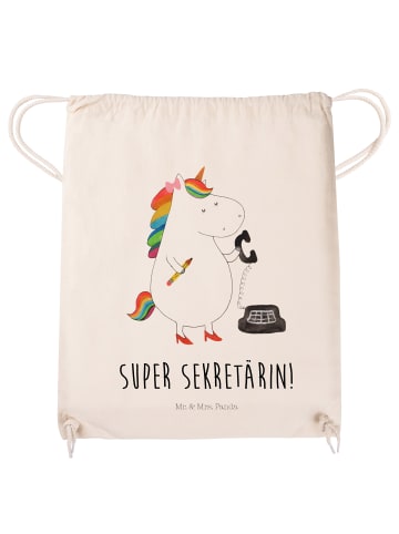 Mr. & Mrs. Panda Jutebeutel Einhorn Sekretärin mit Spruch in Creme