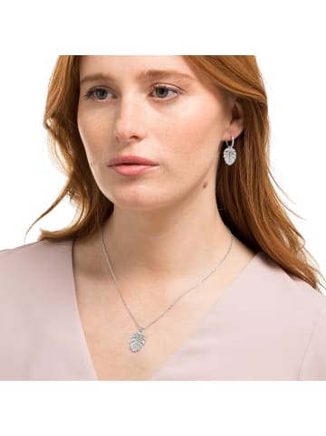 Steel_Art Schmuckset Frauen mit Halskette und Ohrringen Set Folium silberfarben in Silberfarben Poliert