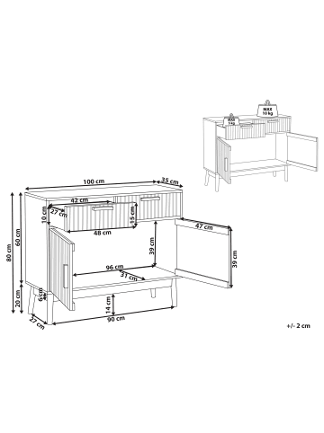 Beliani Sideboard LYNWOOD in Braun - (W) 100 x (H) 80 x (L) 35 cm