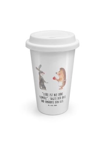 Mr. & Mrs. Panda Kaffeebecher To Go Hase Igel mit Spruch in Weiß