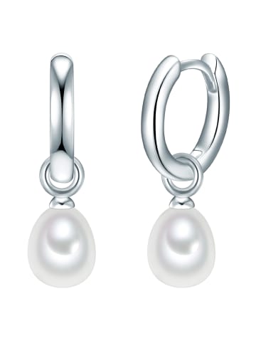 Valero Pearls Creolen Sterling Silber Süßwasser-Zuchtperle in silber