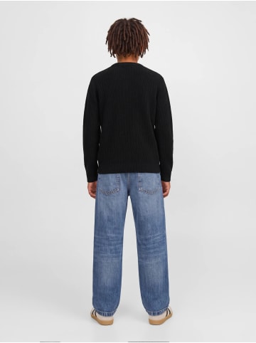JACK & JONES Junior Strickpullover Rippstrick Rundhals Jjsage in black