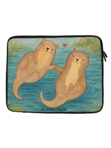 Mr. & Mrs. Panda Laptoptasche Otter Hände halten Design ohne Spruch in Weiß