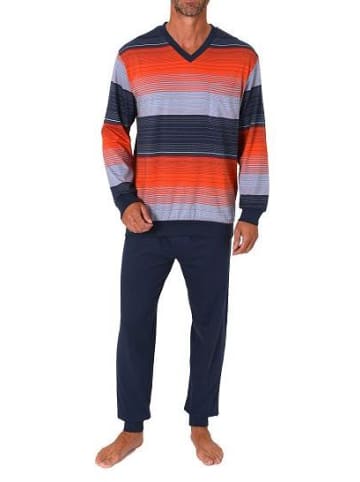 NORMANN langarm Schlafanzug Bündchen Streifen - 80418 in rot