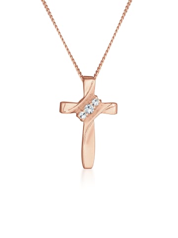 Elli Halskette 925 Sterling Silber Kreuz in Rosegold