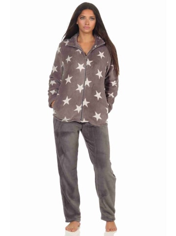NORMANN Hausanzug Coralfleece Sterne - 51184 in grau