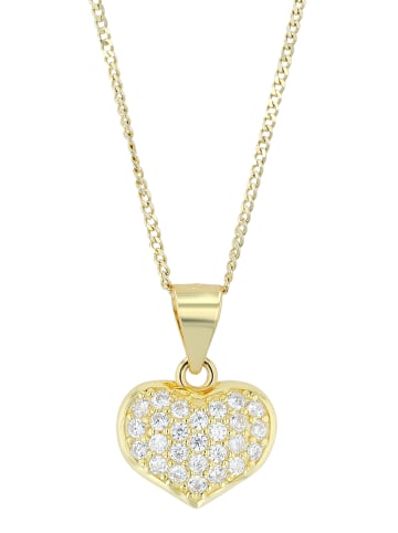 Adeliás Damen Anhänger – Herz Herzanhänger aus 925 Silber mit Zirkonia in gold
