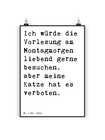 Mr. & Mrs. Panda Poster Ich würde die Vorlesung... mit Spruch in Weiß