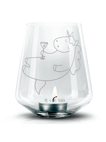 Mr. & Mrs. Panda Gravur Teelicht Einhorn Blümchentail ohne Spruch in Transparent