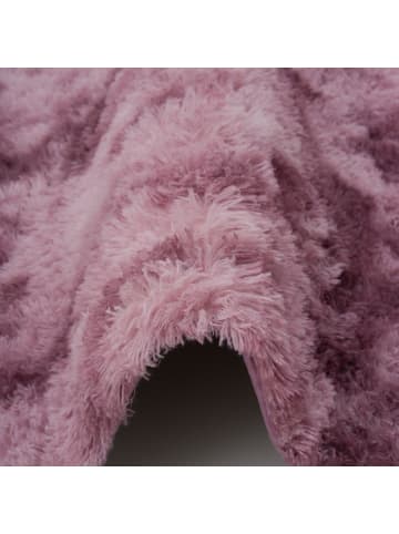 Pergamon Hochflor Shaggy Teppich Fluffy Rund in Altrosa