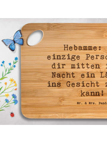 Mr. & Mrs. Panda Schneidebrett Spruch Hebamme Lächeln mit Spruch in Braun