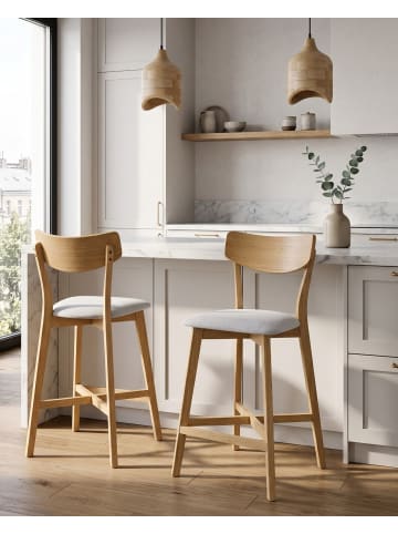 Beliani 2er-Set Barhocker HOLLY in Braun/Grau