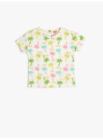 KOTON T-shirt in Ekru Gemustert