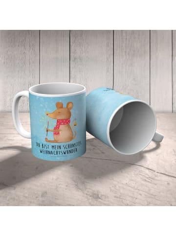 Mr. & Mrs. Panda Plastikbecher Maus Weihnachten mit Spruch in Eisblau