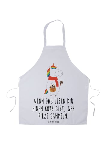 Mr. & Mrs. Panda Latzschürze Einhorn Pilz mit Spruch in Weiß