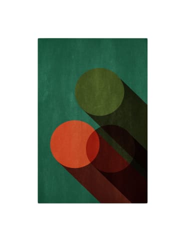 WALLART Leinwandbild - Abstrakte Formen - Kreise in Grün und Rot in Grün