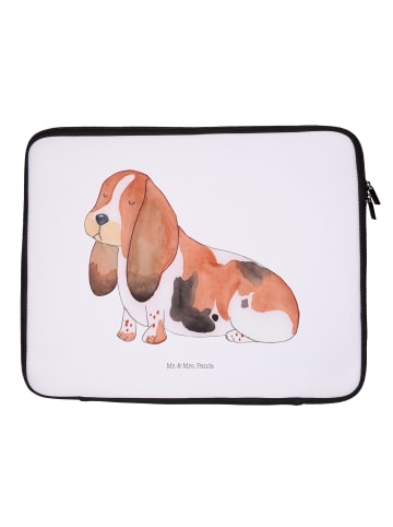 Mr. & Mrs. Panda Notebook Tasche Hund Basset Hound ohne Spruch in Weiß