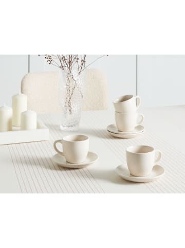 Beliani 8er-Set Tassen und Becher CARAWAY in Weiß