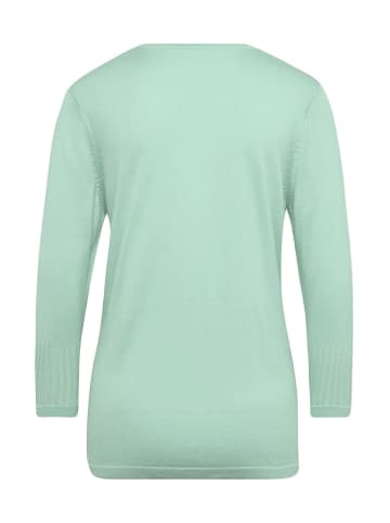 GOLDNER Kurzgröße:  Gepflegter Ajour-Pullover mit femininen Durchbrüchen in mintgrün